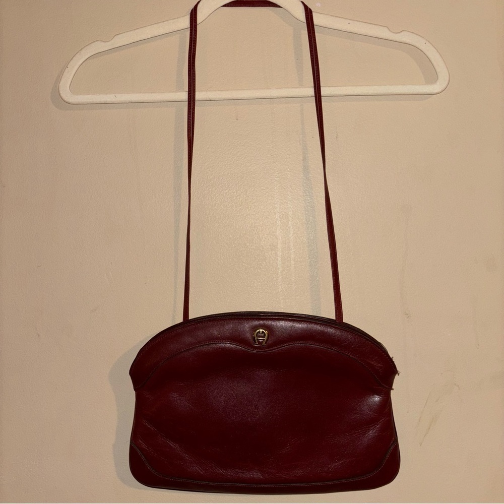 Vintage Etienne Aigner Burgundy Leather Shoulder Bag Classic Design